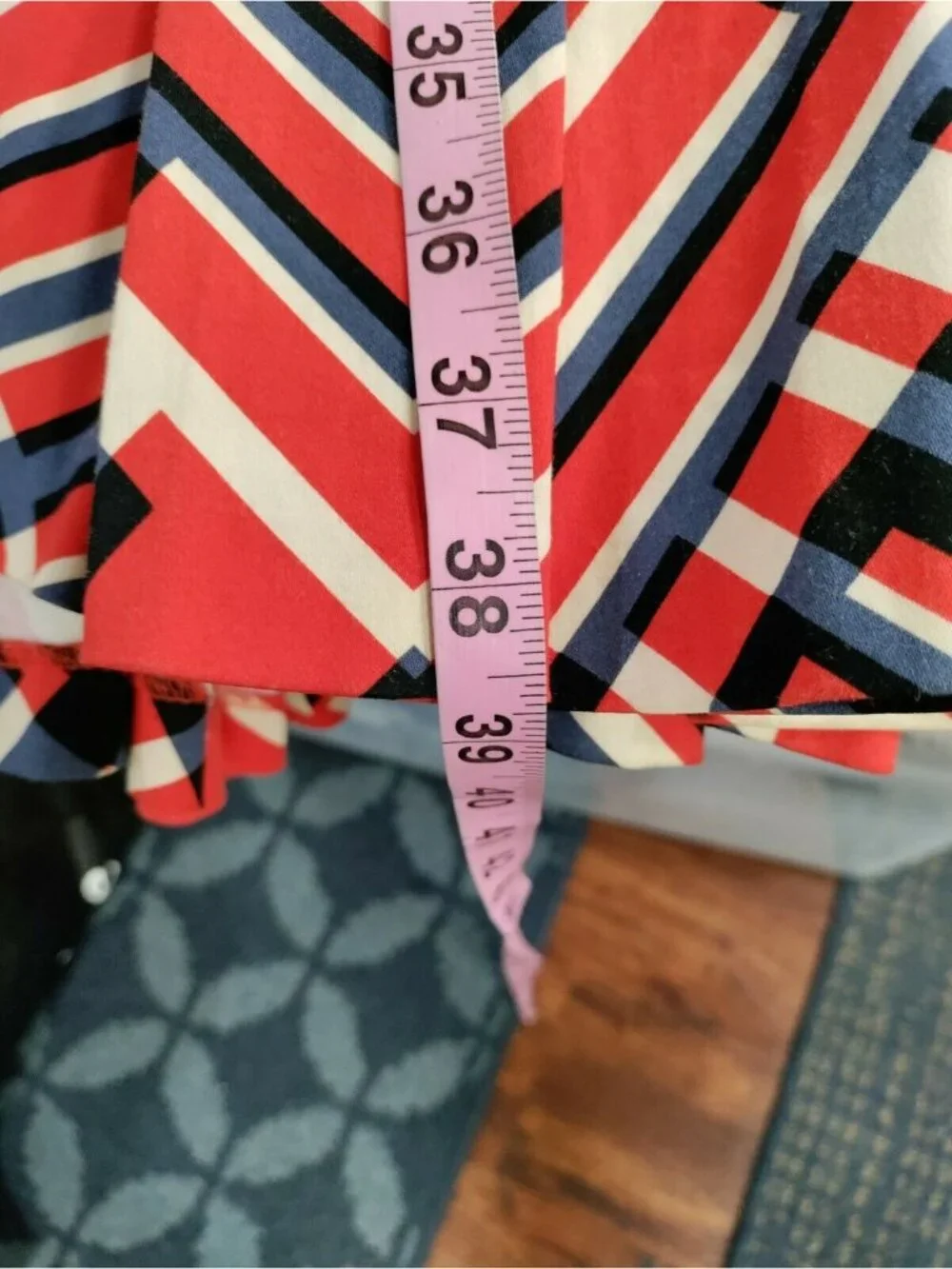 Calvin Klein Womens Fit & Flare with Pockets 8 Red Multi-Color Size M Geometric - Picture 10 of 11